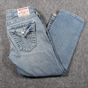 True Religion Disco Lily Big T Capri Jeans 26 Made in USA Light Wash